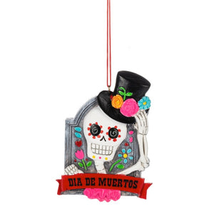 4" Day Of The Dead Skeleton with Top Hat Ornament Dia De Muertos