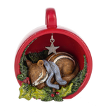 3.1" Forest Critter with Holly Leaves Figurine