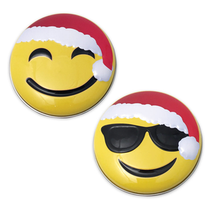 Holiday Happy Face Emoji Tin with Emoticon Lemon Sour Candy