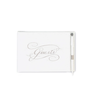 White Guest Book and Pen with Silver Accents