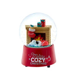 Peanuts© 100mm Musical Snoopy at Fireplace Water Globe "Merry Cozy Christmas" Plays Jingle Bells