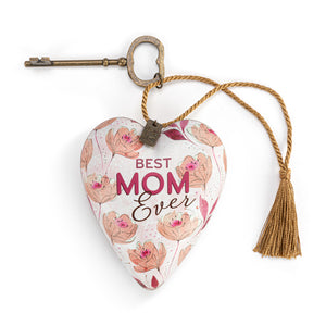 Demdaco Best Mom Ever Floral Art Heart Sculpture