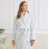 Luxurious Soft Color Velvet Robe in Ice Flow Blue