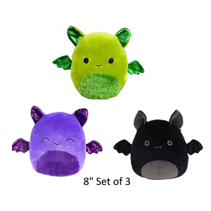 Halloween Squishmallow Set of 3 Bats 8" Stuffed Plush by Kelly Toy