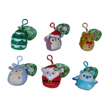 Set of 6 Christmas Squishmallows Tree, Squirrel, Cat, Fawn, Santa, and Griffin 3.5" Clip Stuffed Plush by Kelly Toy
