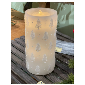 Silver Pine Tree Water Fountain Candle with Remote Control 8"