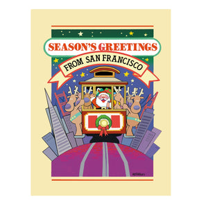 Season's Greetings from San Francisco Cable Car Boxed Christmas Cards Pack of 12