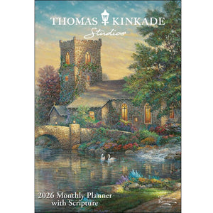 Thomas Kinkade Studios 12-Month 2026 Monthly Pocket Planner Calendar with Scripture