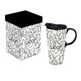 Woof Ceramic Latte Mug the Perfect Cup with Gift Box for Dog Lovers 17oz