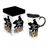Silhouette Mama and Baby Bears Ceramic Latte Mug the Perfect Cup with Gift Box 17oz