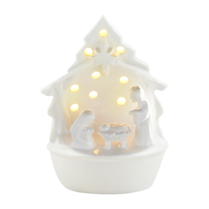 White Holy Family Nativity Light-Up Sitter Figurine