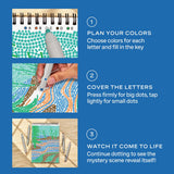 FlowArt Dot-By-Letter Landscapes Meditative Dotting Activity Book & Markers