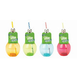 Flashing Holiday Light Bulb Drink Bottle with Three Flash Modes and Paper Straw