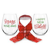 Hallmark Wine Glasses and Scarf Festive Friend Bundle