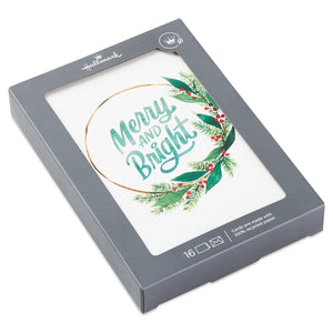 Hallmark Watercolor Wreath Boxed Christmas Cards, Pack of 16