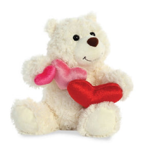 Vanilla Truffle Bear with Triple Hearts Stuffed Animal Plush 10"