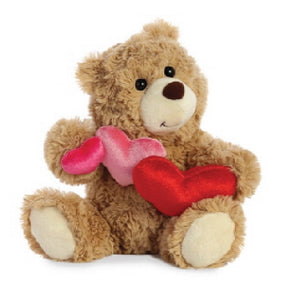 Butterscotch Truffle Bear with Triple Hearts Animal Stuffed Plush  10"