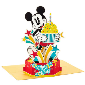 Hallmark Disney Mickey Mouse Make a Wish 3D Pop-Up Birthday Card