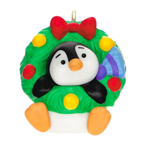 Hallmark 2023 Mini Petite Penguins A Welcoming Wreath Ornament, 1"
