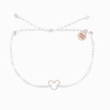 Disney Pura Vida White String Cord Bracelet with Rose Gold Mickey Charm