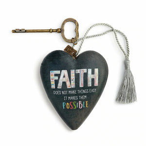 Faith Makes Them Possible Art Heart with Key