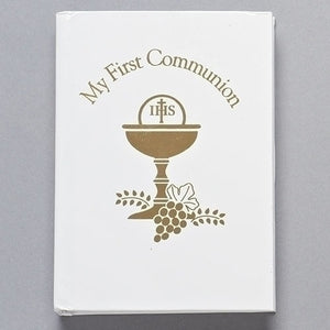 My First Communion Prayer Book White with Gold Chalice
