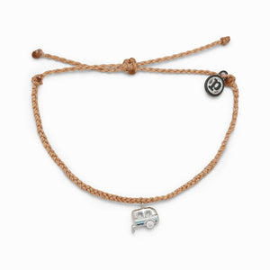 Pura Vida On the Road Bracelet Cafe de Leche with Silver Happy Camper Charm