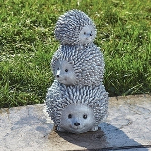 10" Triple Stacked Hedgehog Garden Statue