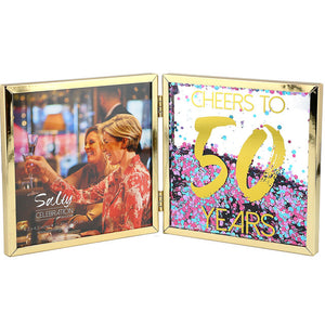 Cheers to 50 Years Hinged Birthday Sentiment Frame