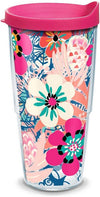 Bright Wild Blooms Fuschia Pink Lid 24 oz Tervis Tumbler 