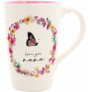 Meadows of Joy Butterfly Floral 17 oz. Mug Love You Nana