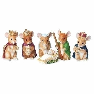 Christmouse Pageant Mice Holy Family with Three Kings Nativity Scene Figurine Set of 6