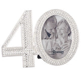 Number 40 Rhinestone 40th Anniversary Picture Frame Holds 2"x3" Photo