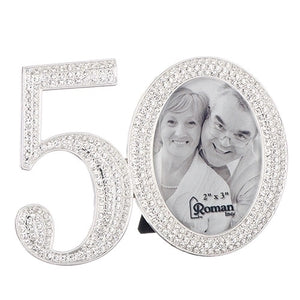 Number 50 Rhinestone Picture Frame Holds 2"x3" Photo