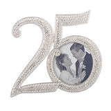 Number 25 Rhinestone 25th Anniversary Picture Frame Holds 2"x3" Photo