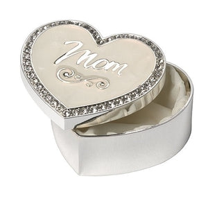 Rhinestone Ivory Enamel Mom Keepsake Heart Box