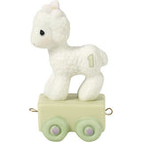 Birthday Train, Age 1, Happy Birthday Little Lamb, Bisque Porcelain Figurine