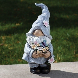 11.25" Garden Gnome with Colorful Flowers Statue