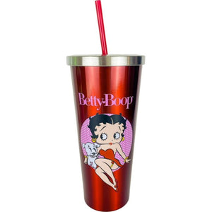 Spoontiques Betty Boop Steel Cup with Straw 24 Oz