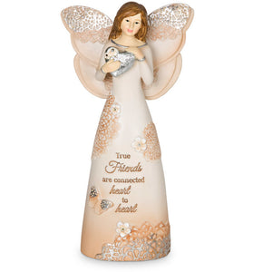 True Friends Connected Heart to Heart Angel Figurine 6"