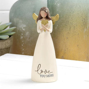 Love You More Angel with Gold Wings and Gold Heart