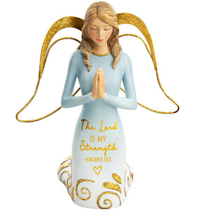Lord is My Strength Kneeling Angel Praying Figurine 5"