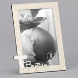 Baptism Frame with Silver Cross Holds 4x6 Photo