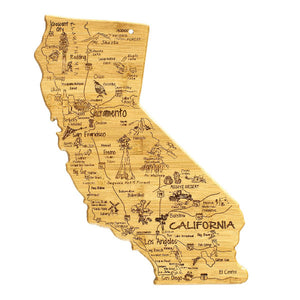 Destination California State Shaped Bamboo Serving and Cutting Board