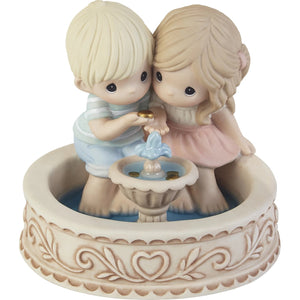 Precious Moments Couple At Wishing Well May All Our Wishes Come True Figurine