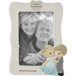 Precious Moments Happy Anniversary Photo Frame With Dressed Up Couple Love You More Each Day
