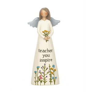 Teacher You Inspire Angel Figurine Holding Flower