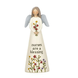 Nurses are a Blessing Angel Figurine Holding Flower