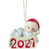 Precious Moments Dated 2021 Baby's 1st Christmas Boy Ornament