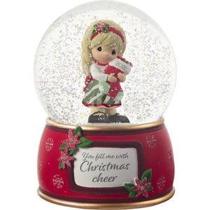 Precious Moments Dated 2021 Annual Girl Musical Snow Globe You Fill Me With Christmas Cheer Plays Tune Twelve Days of Christmas
